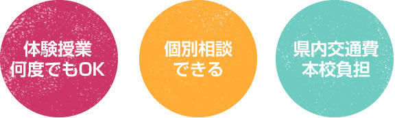 体験授業・個別授業・在校生も参加・保護者向け相談随時